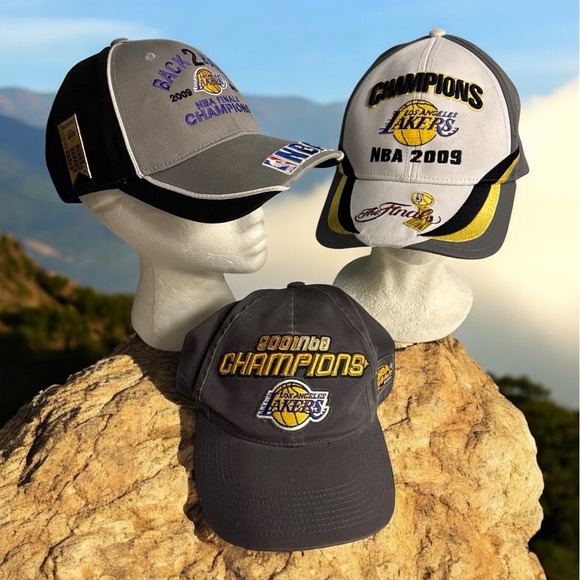 Lot Of 3 Los‎ Angeles Lakers LA Black Snapback Hats Baseball Caps Basketball Pin
